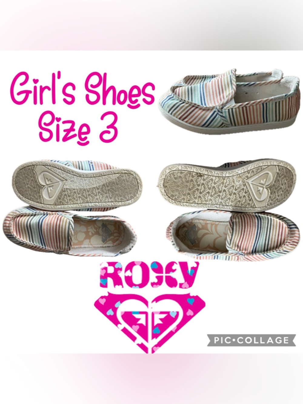 Girls Shoes Roxy Minnow Slip On Sneaker Shoe Girls Sneaker Size 3